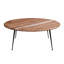 Table basse 35 po, plateau rond en bois d'acacia brun sablé, pieds en fer élégants