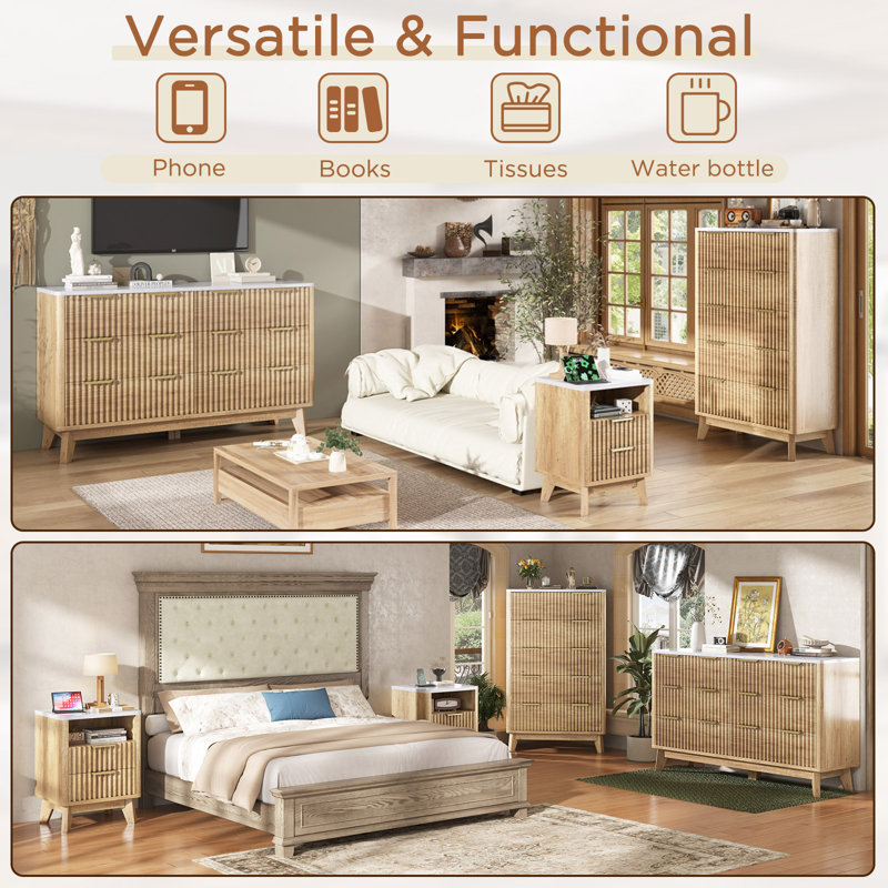6 Drawer Dresser, Farmhouse Style, Yellow