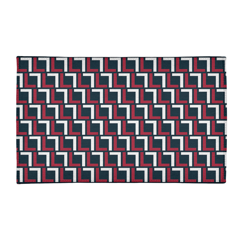 Tapis géométrique noir / blanc / rouge, Rectangle 4 pi x 6 pi
