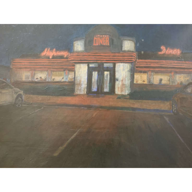 The Diner Print by Sol Hartman, Black Framed Canvas, 25" H x 33" W