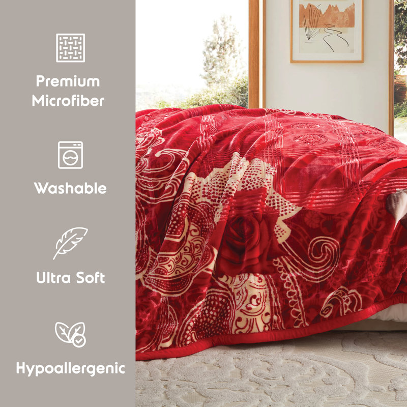 Couverture en peluche Nestl, Grand lit, Rouge