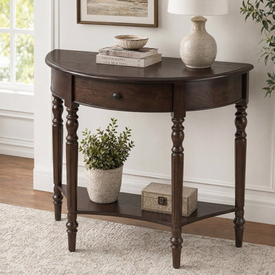 Table d'entrée en demi-lune rustique avec console et rangement pour couloirs étroits