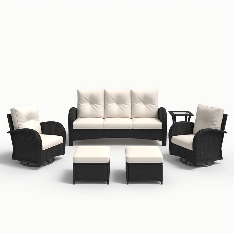 Ensemble de 6 chaises d'extérieur Layinsun, Beige, Noir, noir, noir, noir