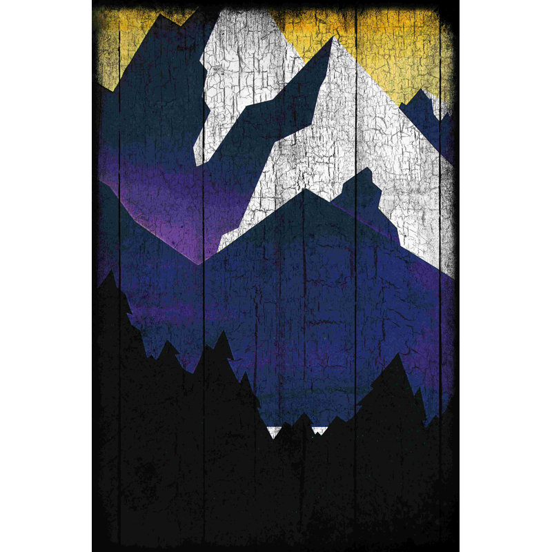 Illustration de montagne mauve, H 12 po x l 8 po