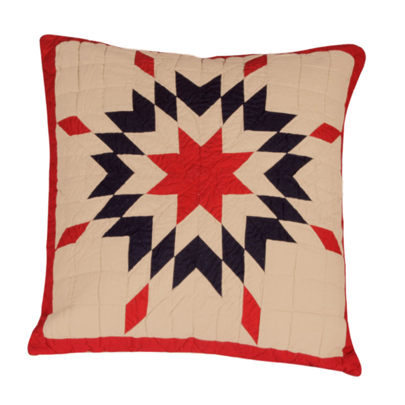 Mavek Geometric Square Cushion, Red/Navy/Off White