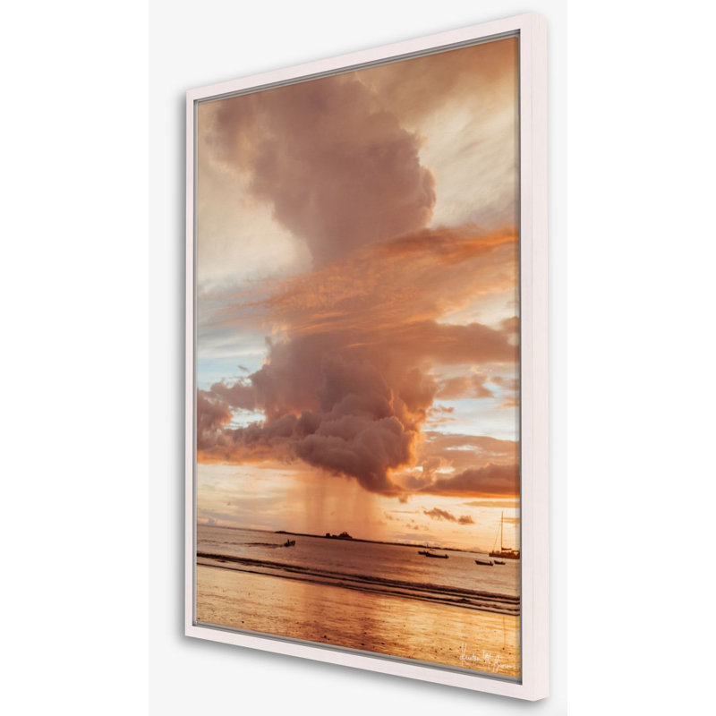 Rose Gold Rain Print by Kristen M. Brown, 27.5" H x 21.5" W x 1.25" D, White Framed Canvas