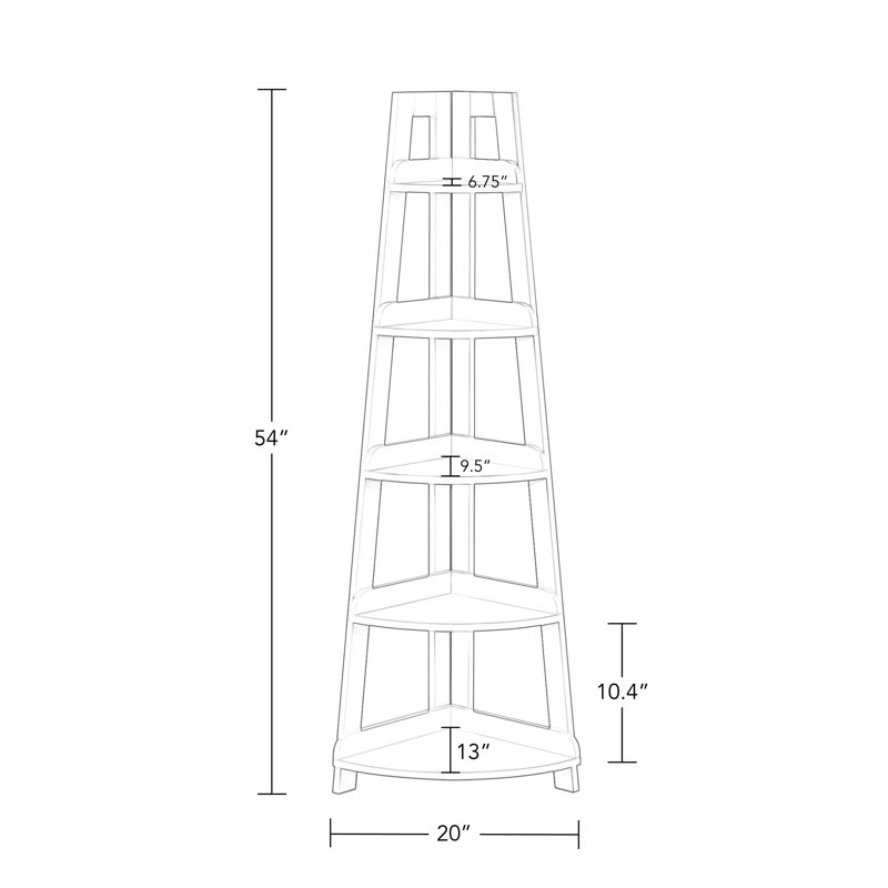 Gray 5-Tier MDF Corner Ladder Shelf for Small Spaces