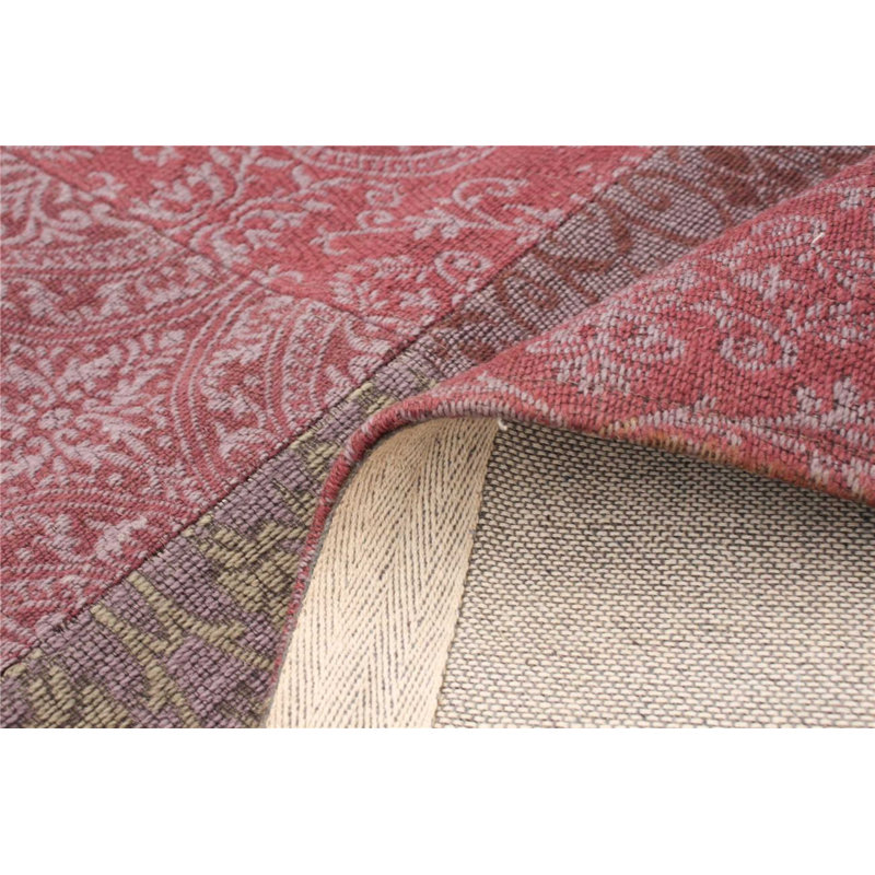 Tapis de zone rose noué la à la main géométrique Wadkins