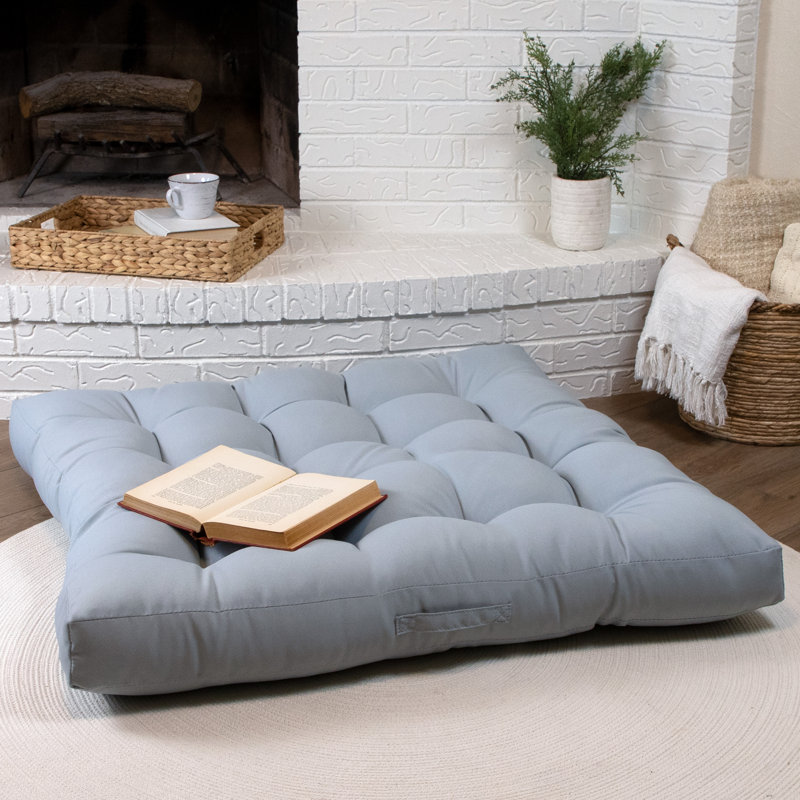  Coussin de sol 40 po avec capitonnage et poignée, Argent