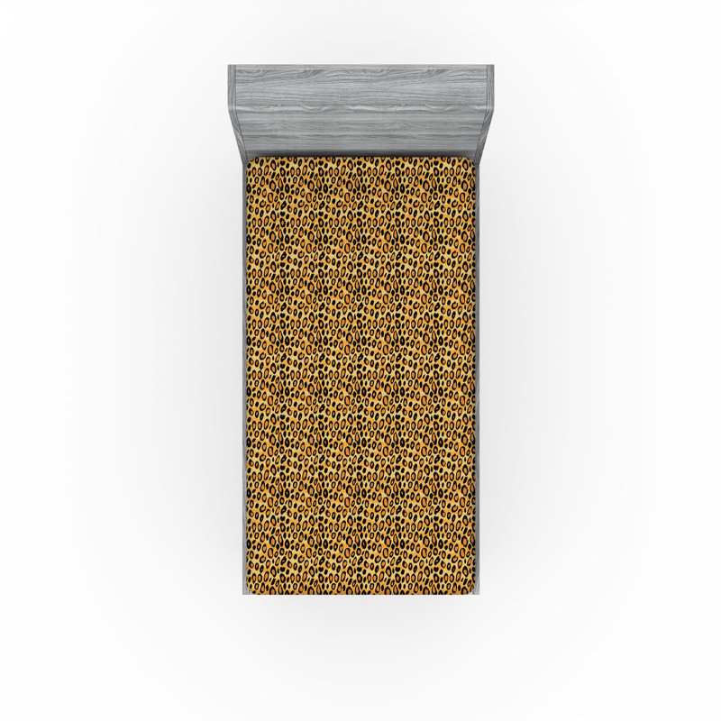 Drap-housse Ambesonne, paquet de 2, Drap-housse de taille simple, Imprimé animal orange / noir 1