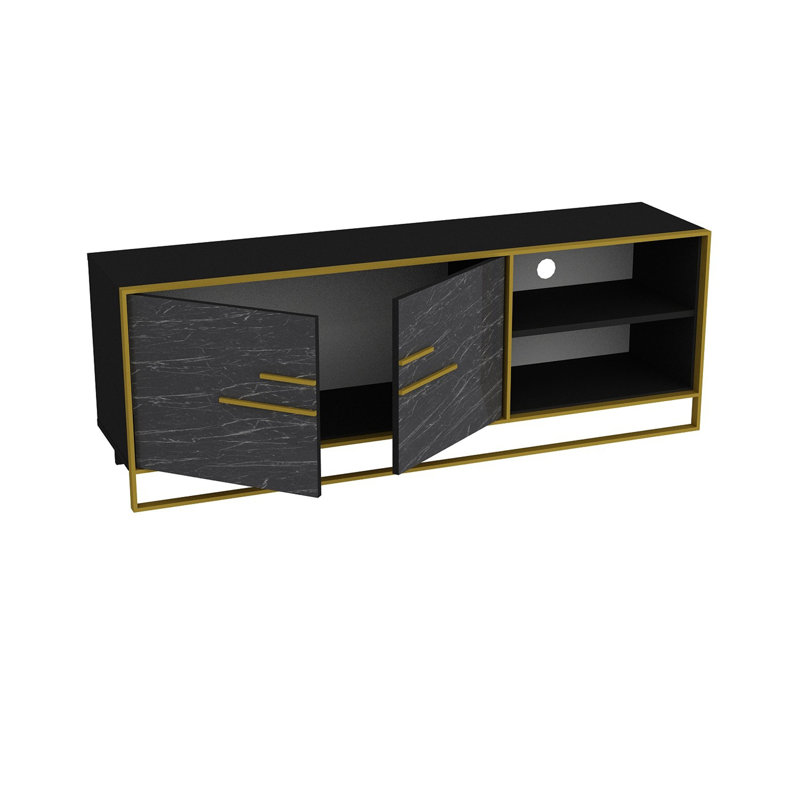 Mario Unfinished TV Stand for TVs up to 60", Black/Gold