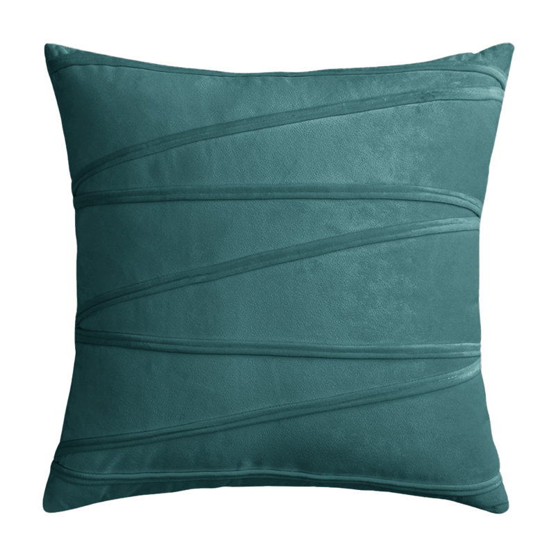 Throw Velvet Cross Lines  Square Cushion Covers Cushion Covers, 20" x 20", Teal