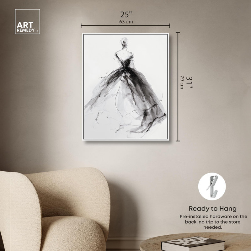 «Ball Gown I Fashion», reproduction d'art sur toile par Art Remedy, H 16 po x l 20 po, Cadre doré