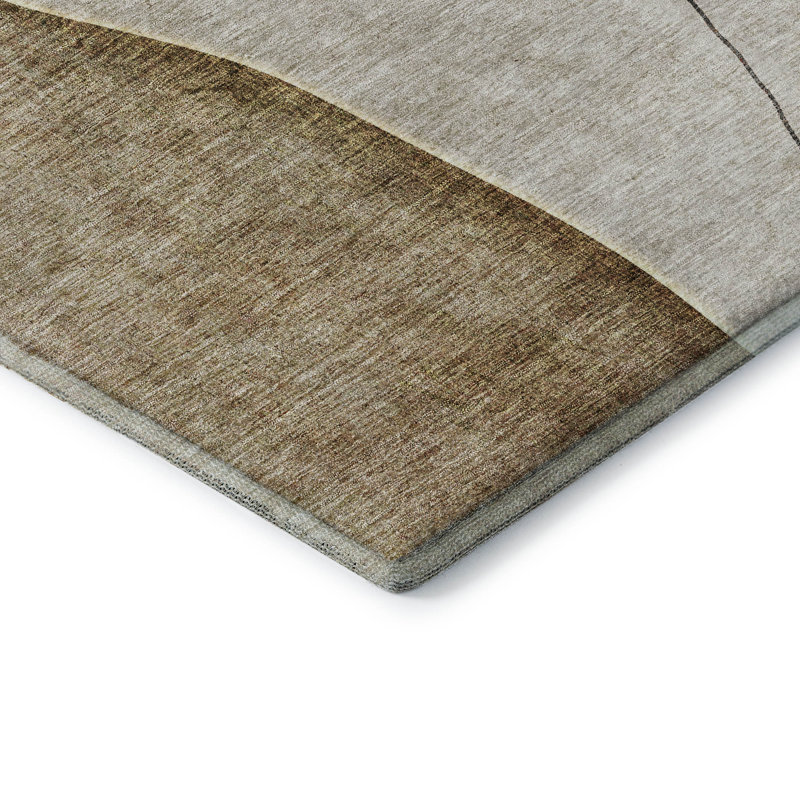 Tapis taupe Prisco lavable à la machine de qualité supérieure, Rectangulaire 3 pi x 5 pi