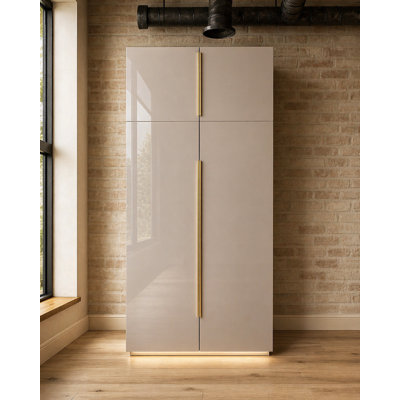 Garde-robe moderne, 93 po de hauteur, 4 portes, 36 po de largeur - PET gris