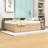 Three Drawers Wooden Daybed with Desk, Trundle and Storage Shelves-92553338-92553318