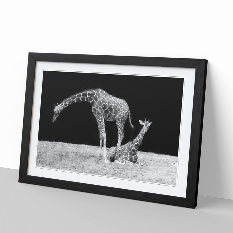 Two Giraffes Vol.3 - Framed Print, Black Framed, 27cm H x 36cm W x 2cm D