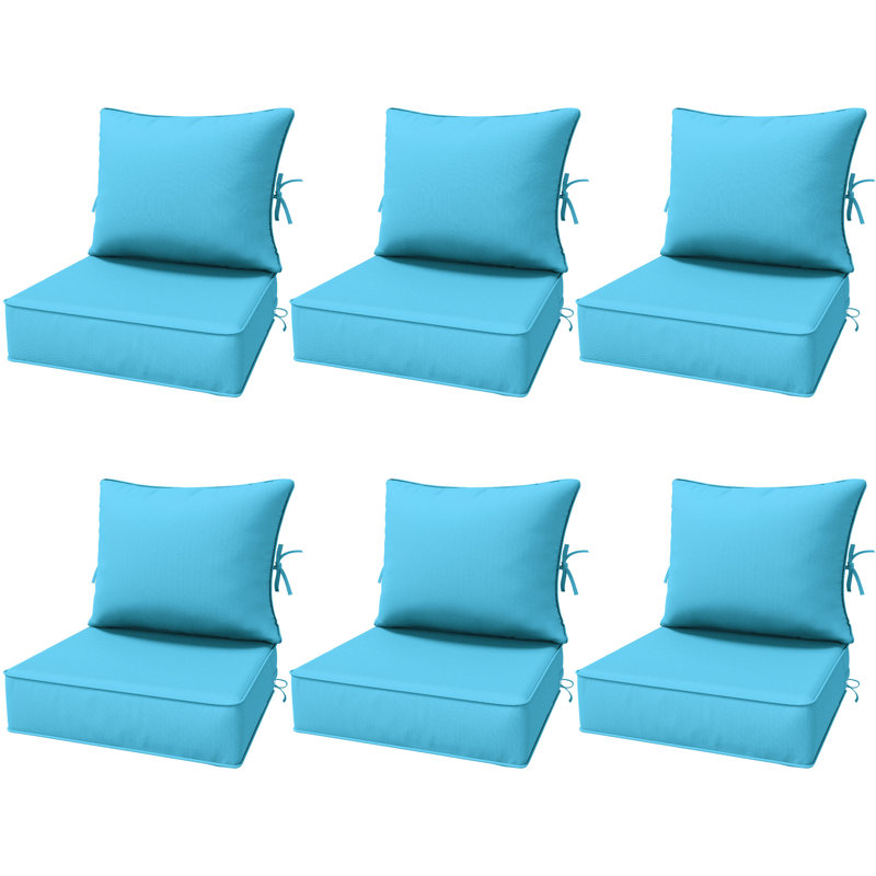 6.5″ Outdoor Replacement Cushion Set, Deep Seating Seat / Back Cushion Set, Lake Blue
