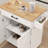 Kitchen Island Rolling Trolley Cart With Adjustable Shelves & Towel Rack & Seasoning Rack Rubber Wood Table Top-,island,coffee cart