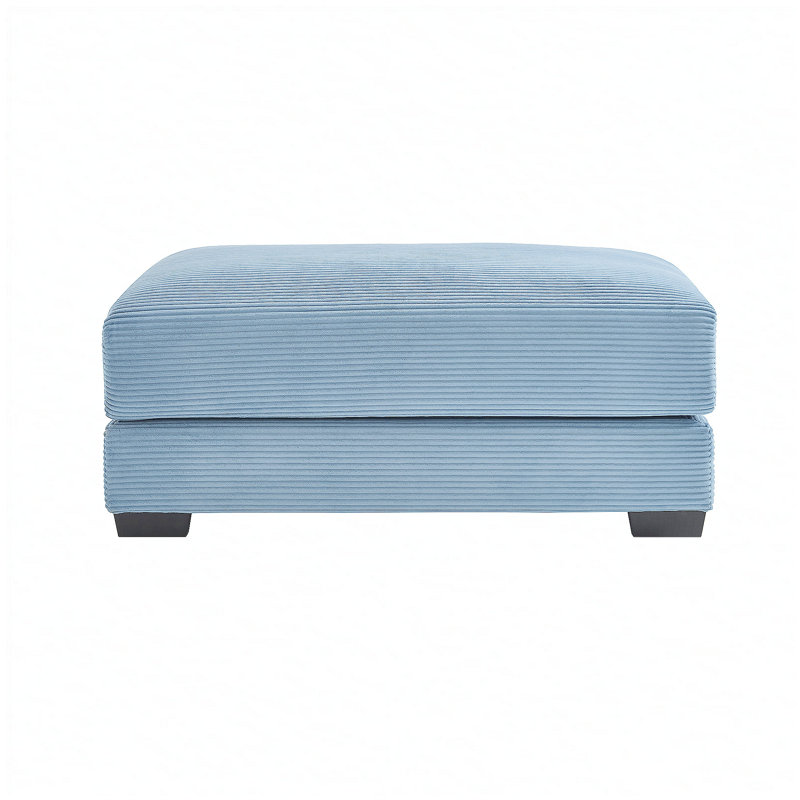 Repose-pieds en velours côtelé - bleu, Bleu