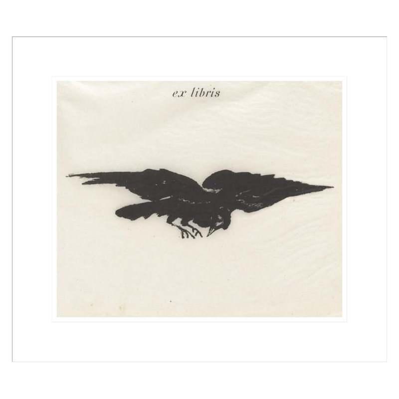 «Flying Raven» (planche à livres) de la traduction de «The Raven» d'Edgar Allan Poe par Édredan Manet, impression giclée encadrée