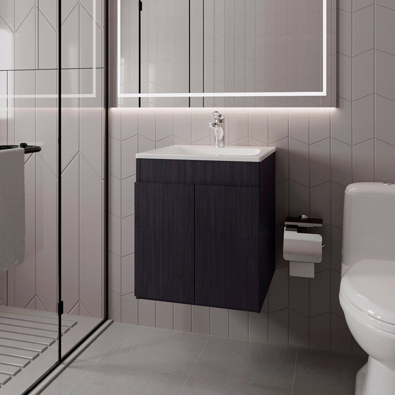 Meuble-lavabo de salle de bain avec deux portes, Noir