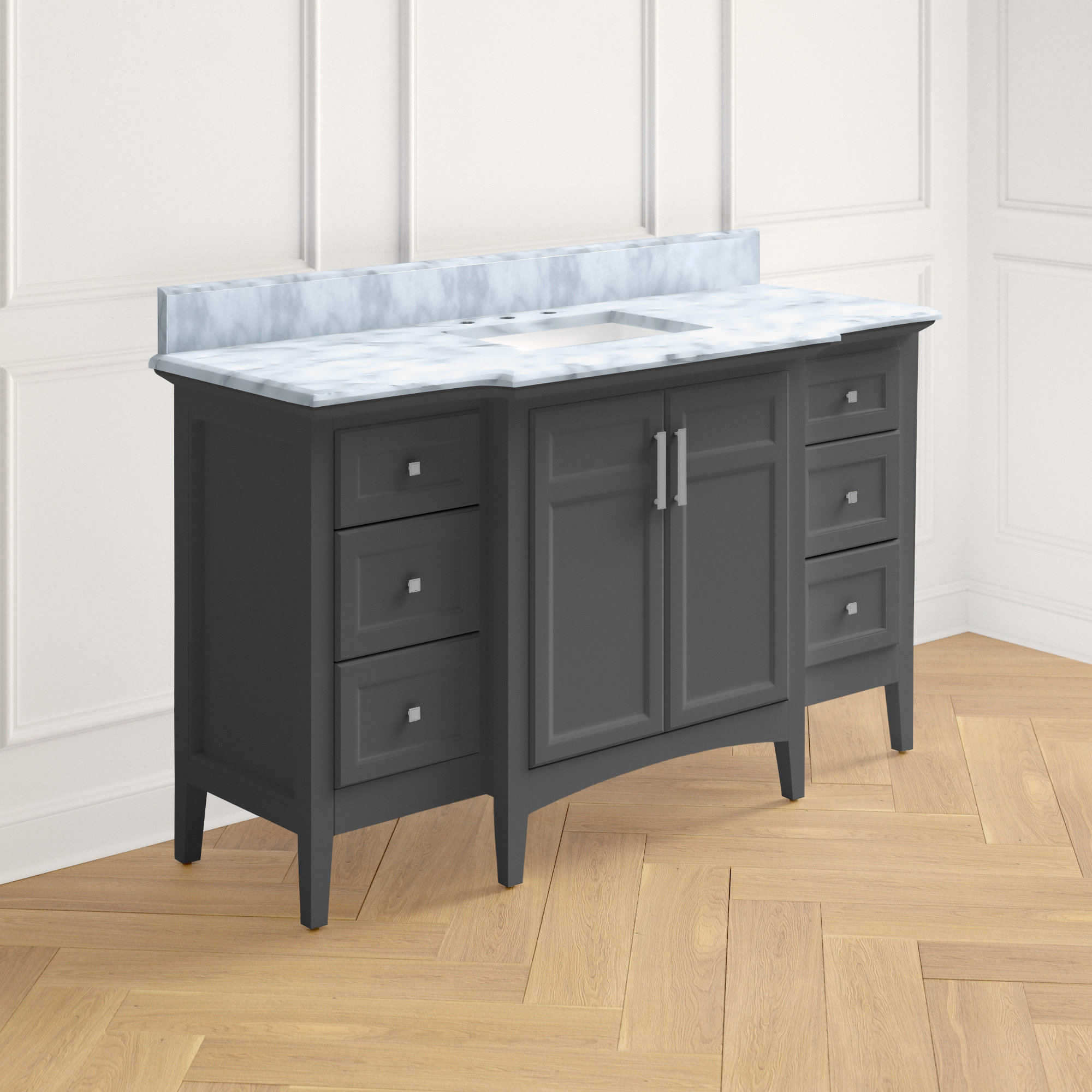 Joss & Main Skyler 60'' Single Bathroom Vanity with Carrara Marble Top
