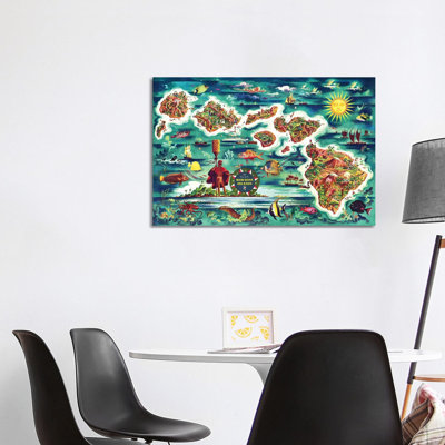 Retro Map Of The Hawaiian Islands - Print on Canvas