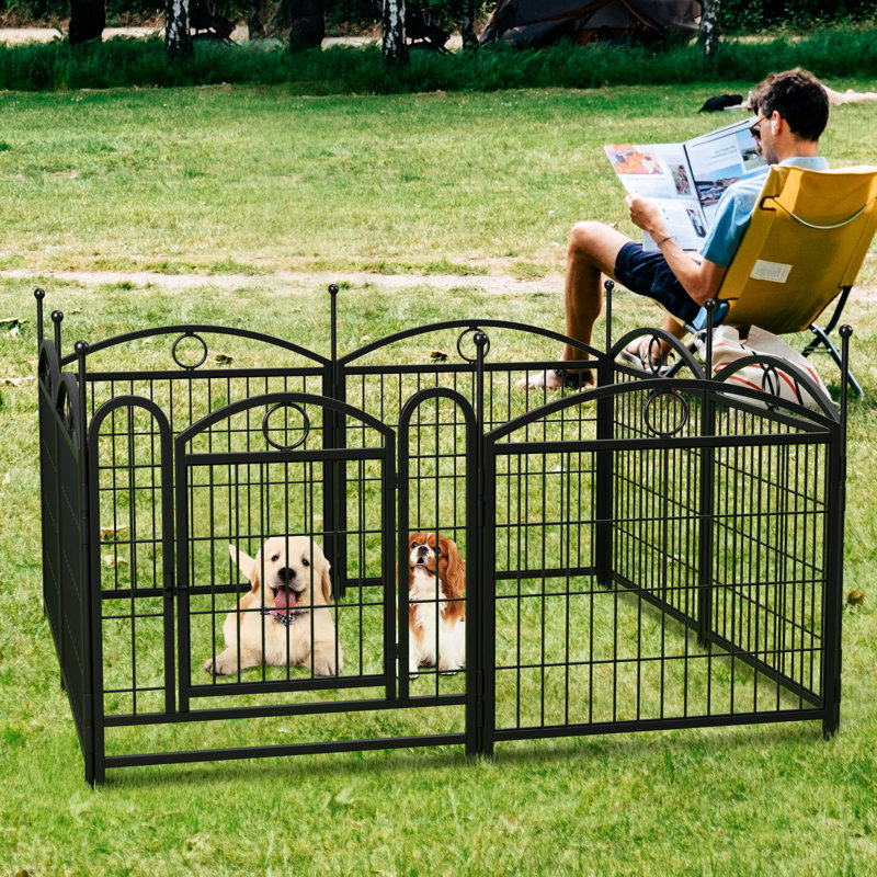 Parc pour animaux de compagnie 24 po, clôture en métal à 8 panneaux avec portes, enclos d'exercice intérieur et extérieur, parc pliable rouille et stable