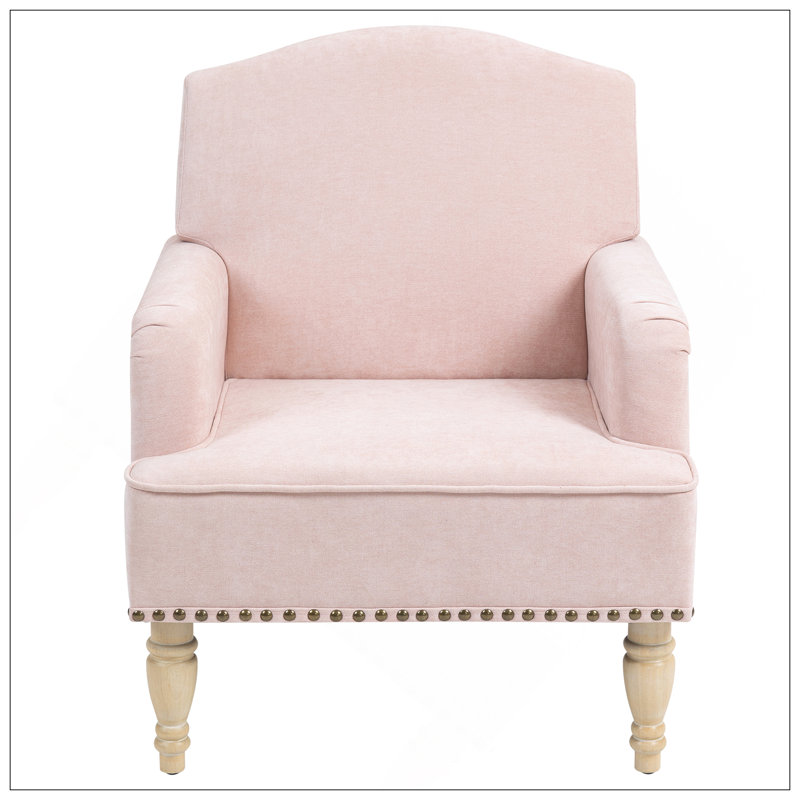 Fauteuil rembourré confortable avec des pieds en bois robustes pour diverses pièces, Rose