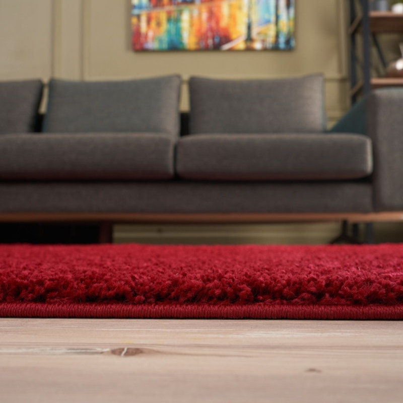 Myshaggy Collection Rugs Solid Design in Red, Rectangle 80 x 150cm
