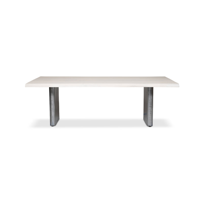Colin Dining Table Cast Slab Base, 29.75"H x 92"L x 40"W, White Wash