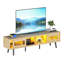 Meuble télé 70 po Mid-Century avec lumières DEL, portes coulissantes et console multimédia pour téléviseur de 75 po ou moins-22732285