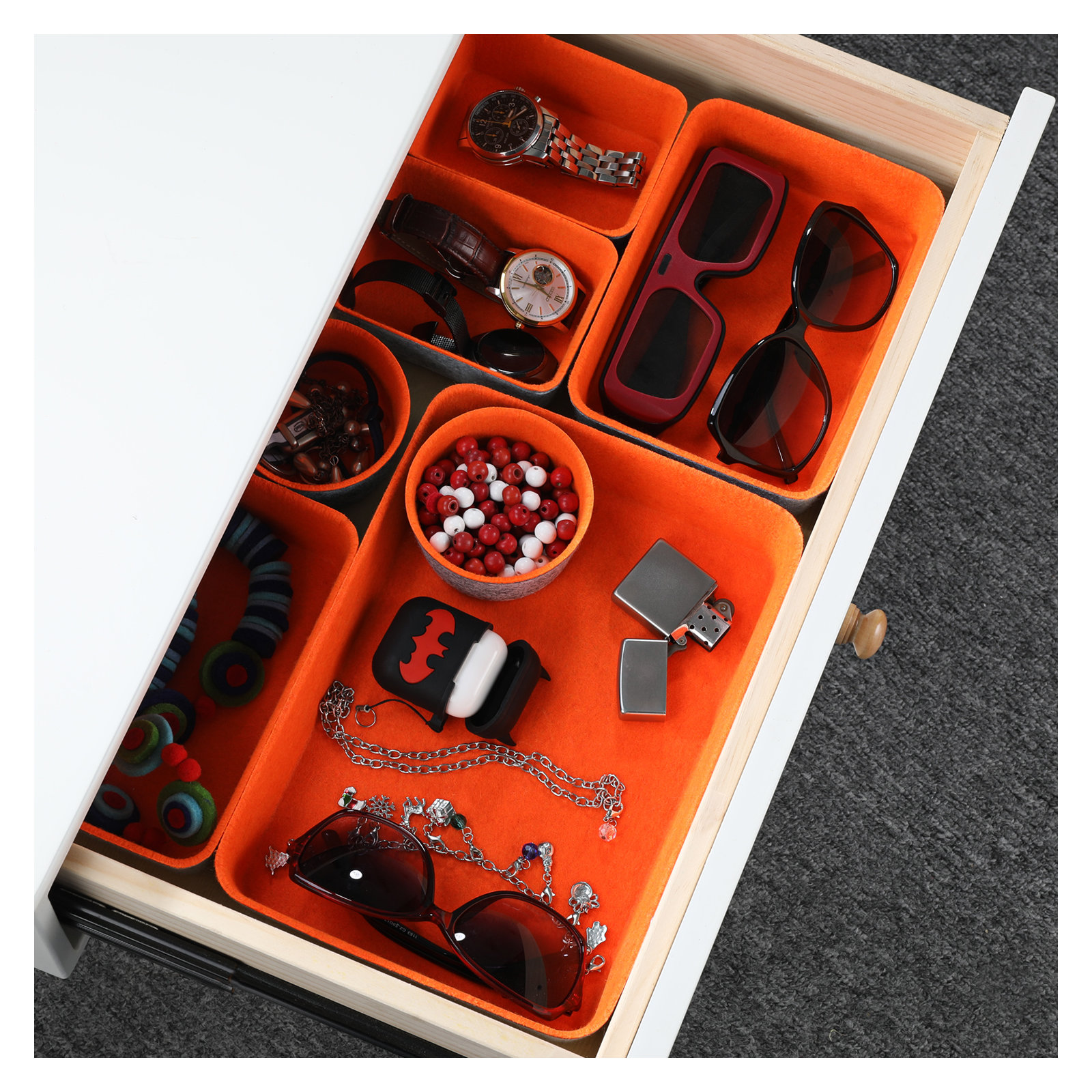 2.4'' H x 7.9'' W x 10.8'' D Organizer Set, Orange