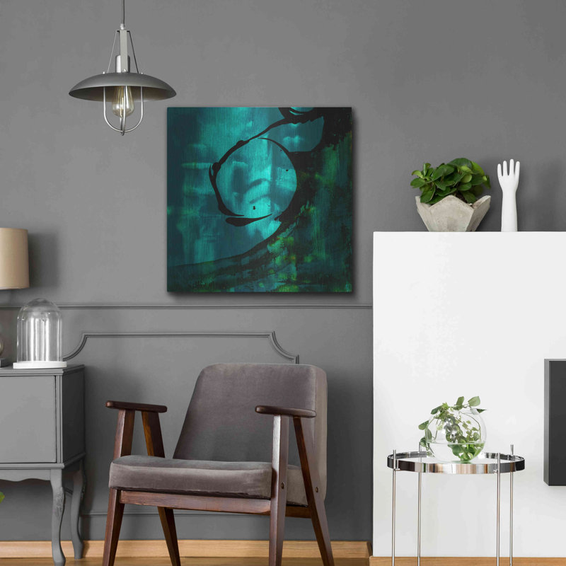Ivy Bronx «Turquoise Element III» par Sisa Jasper, art mural en métal, H 24 po x l 24 po