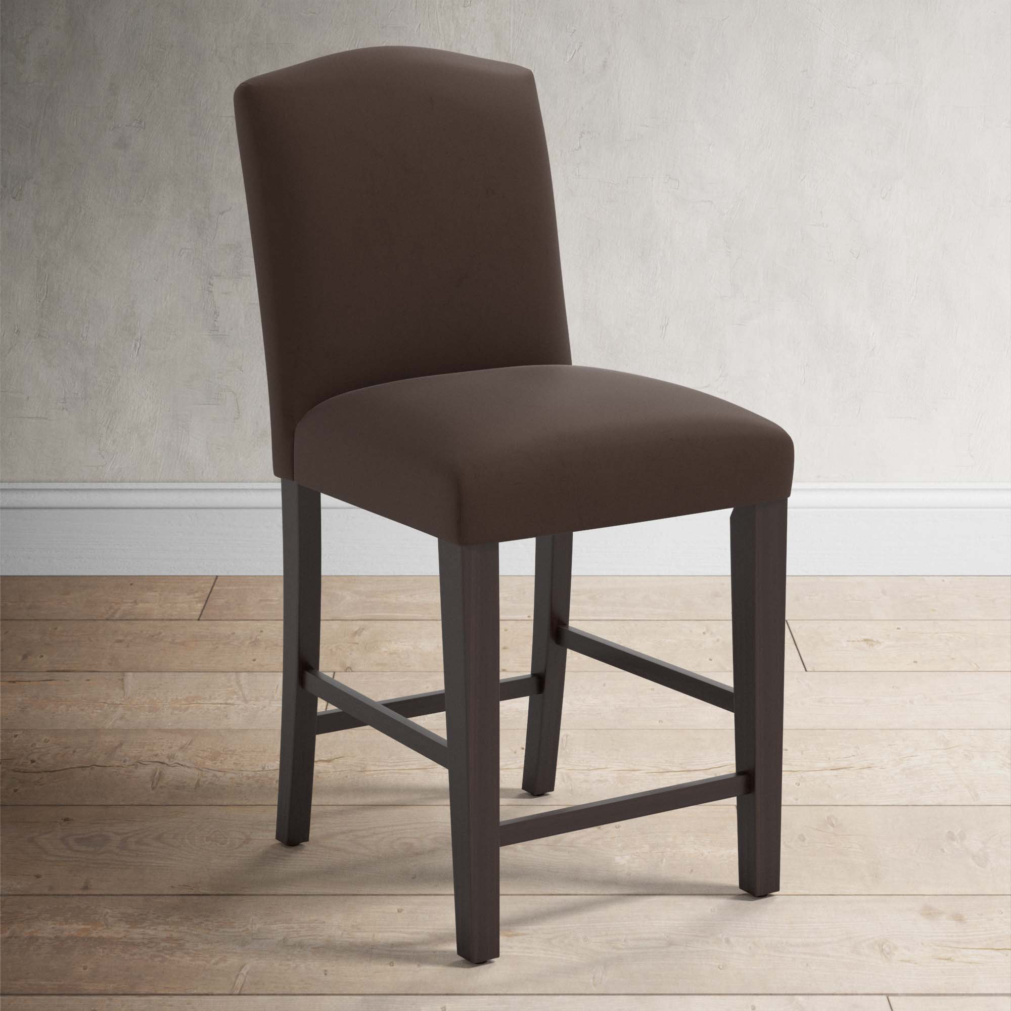 April Upholstered Stool, Espresso, Classic Chocolate Velvet, Counter Stool (24" Seat Height)