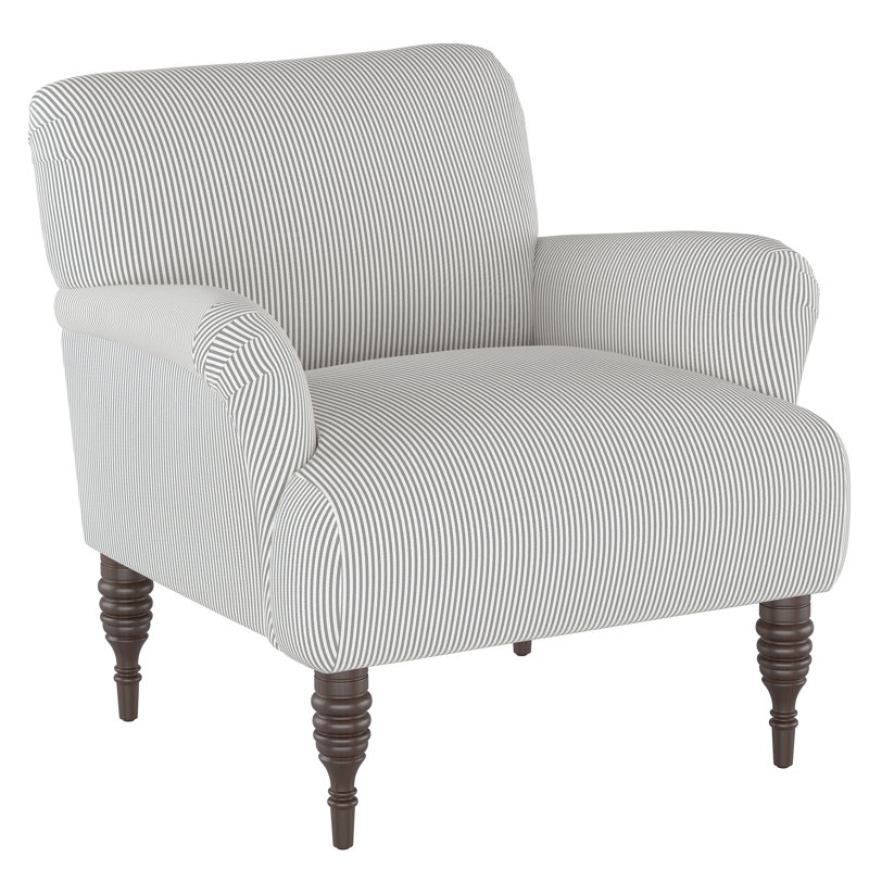 Upholstered Armchair, Oxford Charcoal Stripe, Oxford Stripe Charcoal