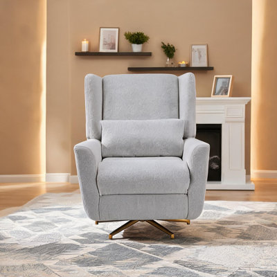 Fauteuil inclinable avec base dorée, jumelant le revêtement en tissu avec le salon et le jeu, structure en métal