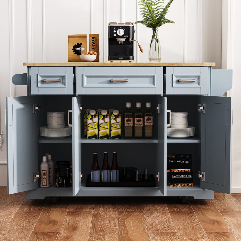 Spacious Kitchen Island With Storage, Rubber Wood Mdf Build, For Dining And Home
