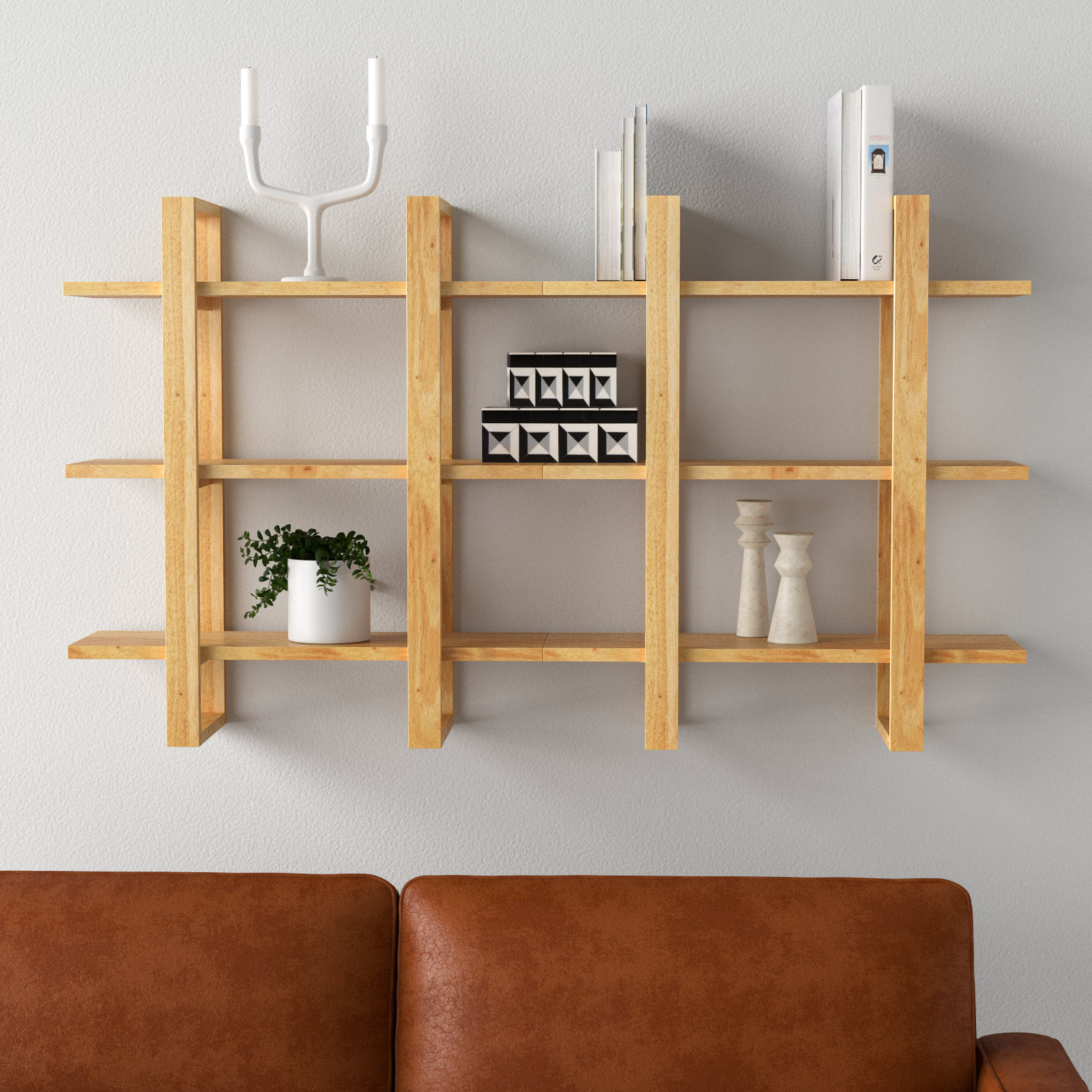 28" Solid Wood Tiered Shelf, Natural