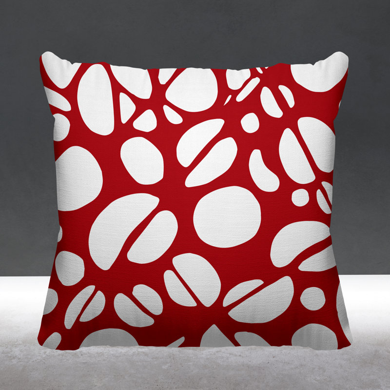 Coussin décoratif intérieur / extérieur Chevy Tribal Abstract, L 17 po x H 17 po, Rouge