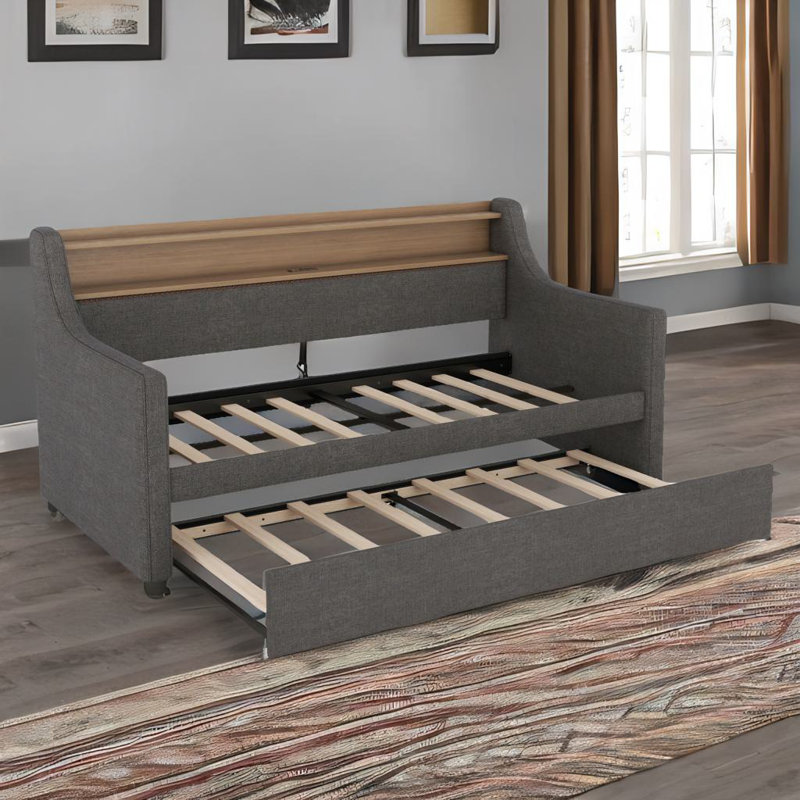 Twin Size Daybed With Storage Drawers, Twin, Gray
