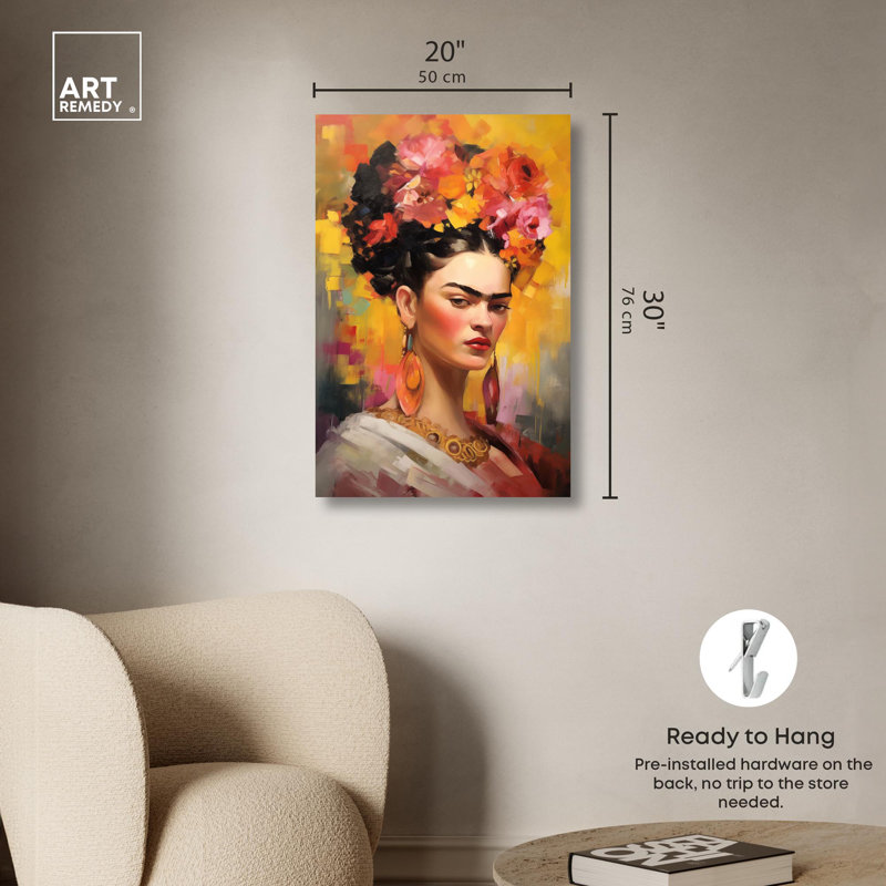 Vibrant Floral Crown Portrait Canvas Art, 30" x 20"