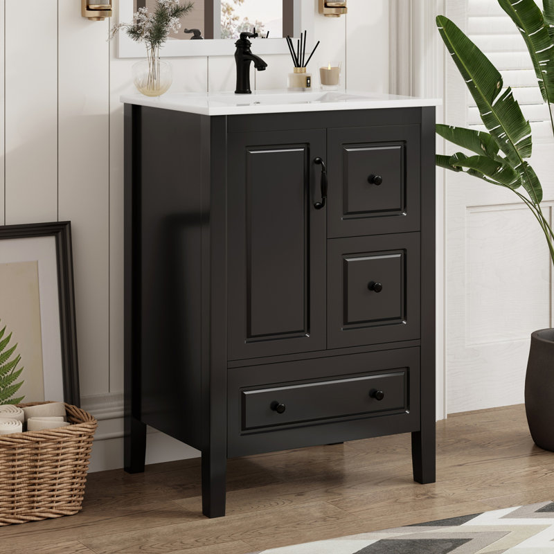 Meuble-lavabo de salle de bain avec lavabo, Noir