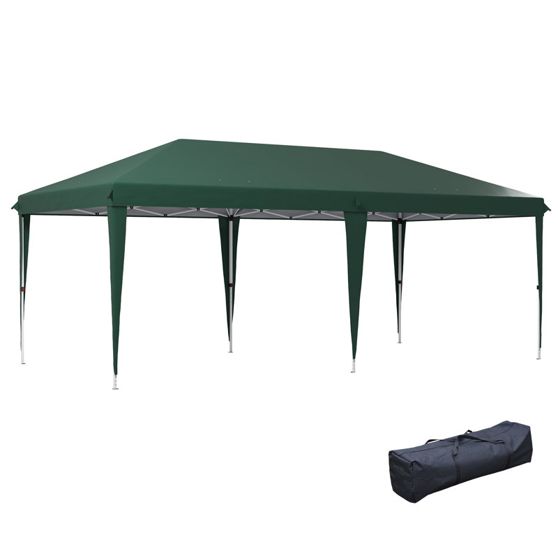 Steel Soft-top Gazebo, 265cm H x 585cm W x 295cm D, Green
