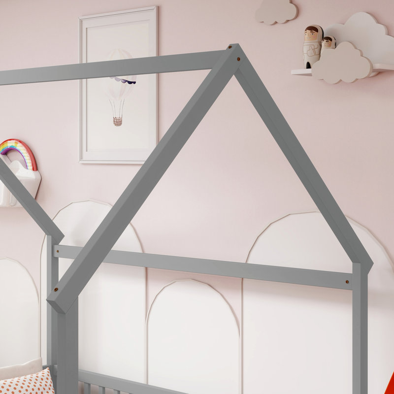 Structure de maison sécuritaire en bois de pin, lit de ferme pour enfants