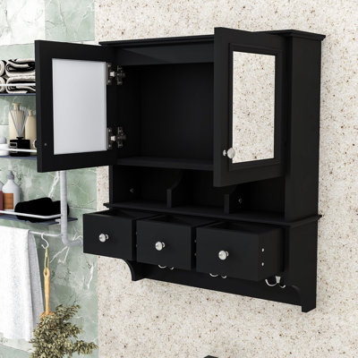 Armoire de salle de bain murale élégante - avec miroirs haute définition, tiroirs