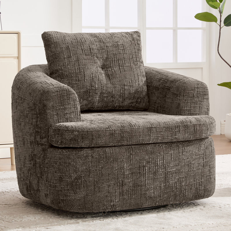 Fauteuil d'appoint rembourré pivotant à 360 ° Elowen avec coussin à double couche et coussin de dossier capitonné