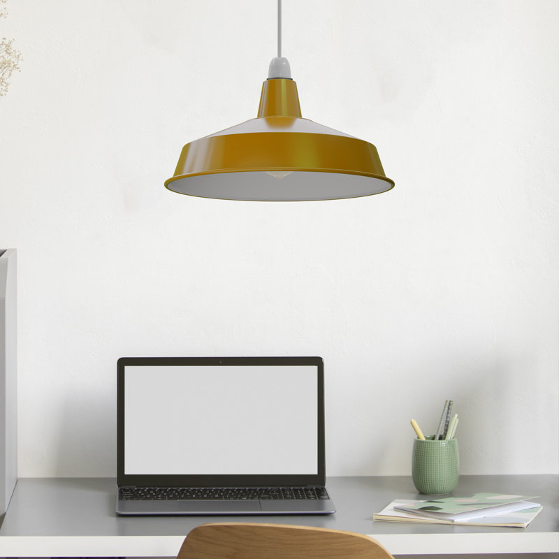 18.7cm H Metal Dome Lampshade, Yellow