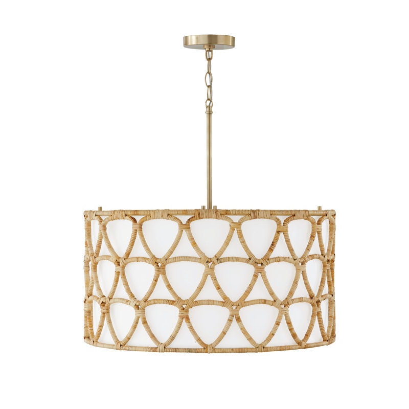 Luminaire suspendu tambour en laiton 4 lumières